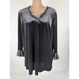 Impressions Velvet Tunic Top 1X Lettuce Whimsigoth Feminine Ruffle Y2K Witchy